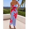 ZESICA Women’s Summer Bodycon Maxi Dresses 2026 Floral Spaghetti Strap Square Neck Sleeveless Boho Beach Long Dresses(Dusty Blue)