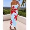 ZESICA Women’s Summer Bodycon Maxi Dresses 2026 Floral Spaghetti Strap Square Neck Sleeveless Boho Beach Long Dresses(Light Blue)
