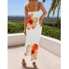 ZESICA Women’s Summer Bodycon Maxi Dresses 2026 Floral Spaghetti Strap Square Neck Sleeveless Boho Beach Long Dresses(Orange)