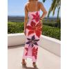 ZESICA Women’s Summer Bodycon Maxi Dresses 2026 Floral Spaghetti Strap Square Neck Sleeveless Boho Beach Long Dresses(Pink)