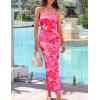 ZESICA Women’s Summer Bodycon Maxi Dresses 2026 Floral Spaghetti Strap Square Neck Sleeveless Boho Beach Long Dresses(Rose)