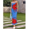 ZESICA Women’s Summer Bodycon Maxi Dresses 2026 Floral Spaghetti Strap Square Neck Sleeveless Boho Beach Long Dresses(Royalblue)