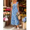 ZESICA Women’s Summer Boho Floral Midi Dress 2026 Casual Ruffle Cap Sleeve Beach Wedding Guest Flowy Tiered Long Dresses(Blue)