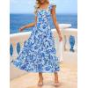 ZESICA Women’s Summer Boho Floral Midi Dress 2026 Casual Ruffle Cap Sleeve Beach Wedding Guest Flowy Tiered Long Dresses(Blue)