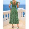 ZESICA Women’s Summer Boho Floral Midi Dress 2026 Casual Ruffle Cap Sleeve Beach Wedding Guest Flowy Tiered Long Dresses(Grassgreen)