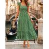 ZESICA Women’s Summer Boho Floral Midi Dress 2026 Casual Ruffle Cap Sleeve Beach Wedding Guest Flowy Tiered Long Dresses(Grassgreen)