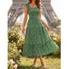 ZESICA Women’s Summer Boho Floral Midi Dress 2026 Casual Ruffle Cap Sleeve Beach Wedding Guest Flowy Tiered Long Dresses(Grassgreen)