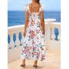 ZESICA Women’s Summer Boho Floral Midi Dress 2026 Casual Ruffle Cap Sleeve Beach Wedding Guest Flowy Tiered Long Dresses(Ivory)