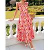ZESICA Women’s Summer Boho Floral Midi Dress 2026 Casual Ruffle Cap Sleeve Beach Wedding Guest Flowy Tiered Long Dresses(Orangered)
