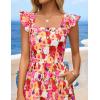ZESICA Women’s Summer Boho Floral Midi Dress 2026 Casual Ruffle Cap Sleeve Beach Wedding Guest Flowy Tiered Long Dresses(Orangered)