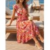 ZESICA Women’s Summer Boho Floral Midi Dress 2026 Casual Ruffle Cap Sleeve Beach Wedding Guest Flowy Tiered Long Dresses(Orangered)