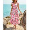 ZESICA Women’s Summer Boho Floral Midi Dress 2026 Casual Ruffle Cap Sleeve Beach Wedding Guest Flowy Tiered Long Dresses(Rose)