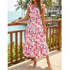 ZESICA Women’s Summer Boho Floral Midi Dress 2026 Casual Ruffle Cap Sleeve Beach Wedding Guest Flowy Tiered Long Dresses(Rose)