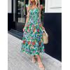 ZESICA Women’s Summer Boho Floral Midi Dress 2026 Casual Ruffle Cap Sleeve Beach Wedding Guest Flowy Tiered Long Dresses(Turquoise)