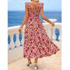 ZESICA Women’s Summer Boho Floral Midi Dress 2026 Casual Ruffle Cap Sleeve Beach Wedding Guest Flowy Tiered Long Dresses(Vintagepink)