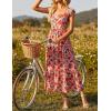 ZESICA Women’s Summer Boho Floral Midi Dress 2026 Casual Ruffle Cap Sleeve Beach Wedding Guest Flowy Tiered Long Dresses(Vintagepink)