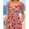 ZESICA Women’s Summer Boho Floral Midi Dress 2026 Casual Ruffle Cap Sleeve Beach Wedding Guest Flowy Tiered Long Dresses(Vintagepink)
