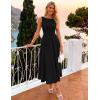 ZESICA Women’s Summer Elegant Sleeveless Midi Dresses 2026 Wedding Guest Cocktail Party Crewnenck Flowy A Line Long Dress(Black)