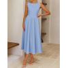 ZESICA Women’s Summer Elegant Sleeveless Midi Dresses 2026 Wedding Guest Cocktail Party Crewnenck Flowy A Line Long Dress(Blue)