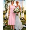 ZESICA Women’s Summer Elegant Sleeveless Midi Dresses 2026 Wedding Guest Cocktail Party Crewnenck Flowy A Line Long Dress(Pink)