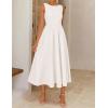 ZESICA Women’s Summer Elegant Sleeveless Midi Dresses 2026 Wedding Guest Cocktail Party Crewnenck Flowy A Line Long Dress(White)