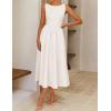 ZESICA Women’s Summer Elegant Sleeveless Midi Dresses 2026 Wedding Guest Cocktail Party Crewnenck Flowy A Line Long Dress(White)