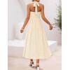 ZESICA Women’s Summer Sleeveless Floral Maxi Dresses 2026 Halter Neck Wedding Guest Cocktail Party Flowy A Line Long Dress(Apricot)