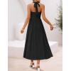 ZESICA Women’s Summer Sleeveless Floral Maxi Dresses 2026 Halter Neck Wedding Guest Cocktail Party Flowy A Line Long Dress(Black)