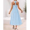 ZESICA Women’s Summer Sleeveless Floral Maxi Dresses 2026 Halter Neck Wedding Guest Cocktail Party Flowy A Line Long Dress(Blue)