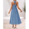 ZESICA Women’s Summer Sleeveless Floral Maxi Dresses 2026 Halter Neck Wedding Guest Cocktail Party Flowy A Line Long Dress(Dustyblue)
