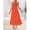 ZESICA Women’s Summer Sleeveless Floral Maxi Dresses 2026 Halter Neck Wedding Guest Cocktail Party Flowy A Line Long Dress(Orangered)