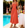 ZESICA Women’s Summer Sleeveless Floral Maxi Dresses 2026 Halter Neck Wedding Guest Cocktail Party Flowy A Line Long Dress(Orangered)
