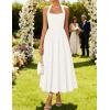 ZESICA Women’s Summer Sleeveless Floral Maxi Dresses 2026 Halter Neck Wedding Guest Cocktail Party Flowy A Line Long Dress(White)