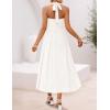 ZESICA Women’s Summer Sleeveless Floral Maxi Dresses 2026 Halter Neck Wedding Guest Cocktail Party Flowy A Line Long Dress(White)