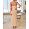 ZESICA Women’s Summer Strapless Bodycon Maxi Dress 2026 Ribbed Knit Backless Floral Tube Cocktail Party Long Dresses(Apricot)