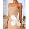 ZESICA Women’s Summer Strapless Bodycon Maxi Dress 2026 Ribbed Knit Backless Floral Tube Cocktail Party Long Dresses(Apricot)