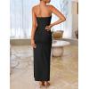 ZESICA Women’s Summer Strapless Bodycon Maxi Dress 2026 Ribbed Knit Backless Floral Tube Cocktail Party Long Dresses(Black)