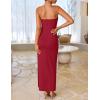 ZESICA Women’s Summer Strapless Bodycon Maxi Dress 2026 Ribbed Knit Backless Floral Tube Cocktail Party Long Dresses(Dark Red)