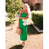 ZESICA Women’s Summer Strapless Bodycon Maxi Dress 2026 Ribbed Knit Backless Floral Tube Cocktail Party Long Dresses(Green)