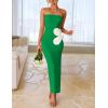 ZESICA Women’s Summer Strapless Bodycon Maxi Dress 2026 Ribbed Knit Backless Floral Tube Cocktail Party Long Dresses(Green)