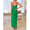 ZESICA Women’s Summer Strapless Bodycon Maxi Dress 2026 Ribbed Knit Backless Floral Tube Cocktail Party Long Dresses(Green)