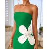 ZESICA Women’s Summer Strapless Bodycon Maxi Dress 2026 Ribbed Knit Backless Floral Tube Cocktail Party Long Dresses(Green)