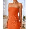 ZESICA Women’s Summer Strapless Bodycon Maxi Dress 2026 Ribbed Knit Backless Floral Tube Cocktail Party Long Dresses(Orange)