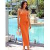 ZESICA Women’s Summer Strapless Bodycon Maxi Dress 2026 Ribbed Knit Backless Floral Tube Cocktail Party Long Dresses(Orange)