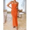ZESICA Women’s Summer Strapless Bodycon Maxi Dress 2026 Ribbed Knit Backless Floral Tube Cocktail Party Long Dresses(Orange)
