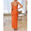 ZESICA Women’s Summer Strapless Bodycon Maxi Dress 2026 Ribbed Knit Backless Floral Tube Cocktail Party Long Dresses(Orange)