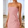 ZESICA Women’s Summer Strapless Bodycon Maxi Dress 2026 Ribbed Knit Backless Floral Tube Cocktail Party Long Dresses(Pink)