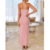 ZESICA Women’s Summer Strapless Bodycon Maxi Dress 2026 Ribbed Knit Backless Floral Tube Cocktail Party Long Dresses(Pink)