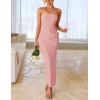 ZESICA Women’s Summer Strapless Bodycon Maxi Dress 2026 Ribbed Knit Backless Floral Tube Cocktail Party Long Dresses(Pink)