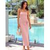 ZESICA Women’s Summer Strapless Bodycon Maxi Dress 2026 Ribbed Knit Backless Floral Tube Cocktail Party Long Dresses(Pink)